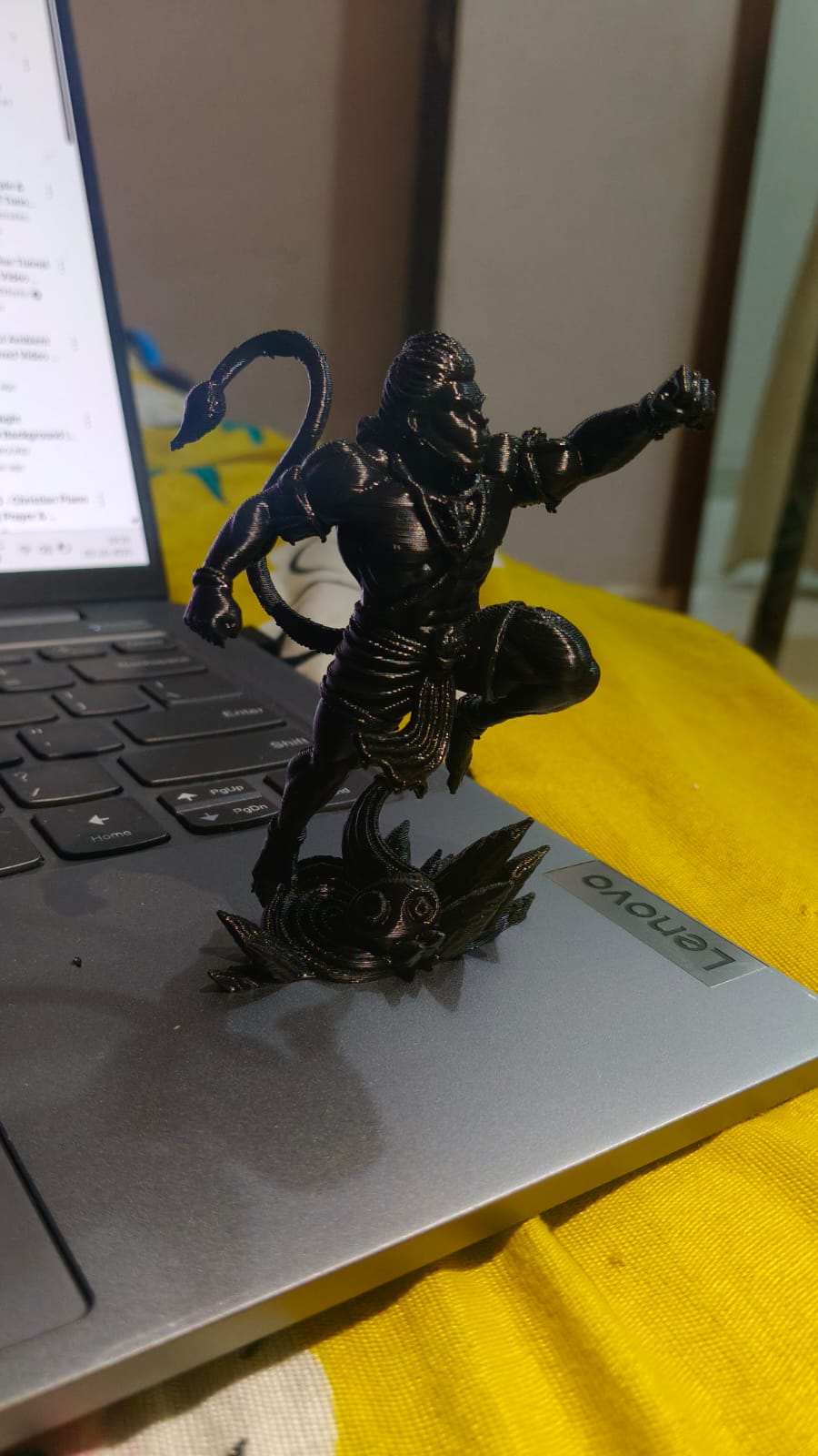 Heroic Leaping Lord Hanuman – Matte Black 3D Figurine