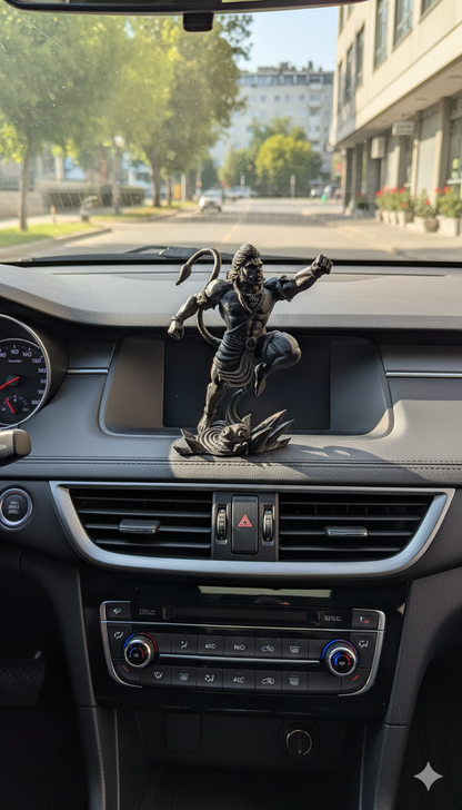 Heroic Leaping Lord Hanuman – Matte Black 3D Figurine