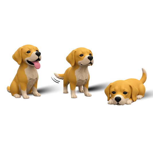 3D Printed Labrador Retriever Figurine Set – Cute Cartoon Dog Collectibles