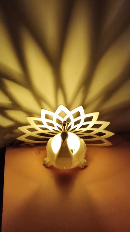 Golden Peacock Shadow Diya (Set of 2)